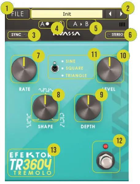 KUASSA Efektor TR3604 Tremolo Chorus Guitar Effect fig 8