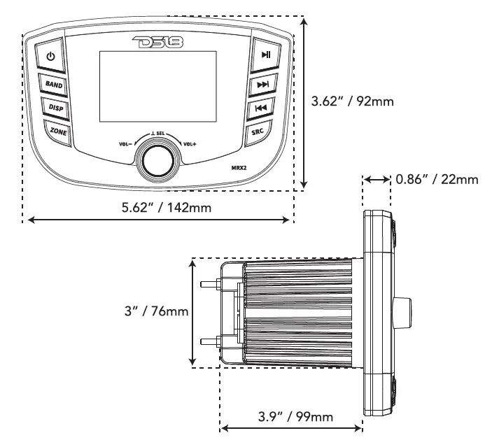 DS18 MRX2 Marine and Powersports Headunit Media Center Receiver (4)