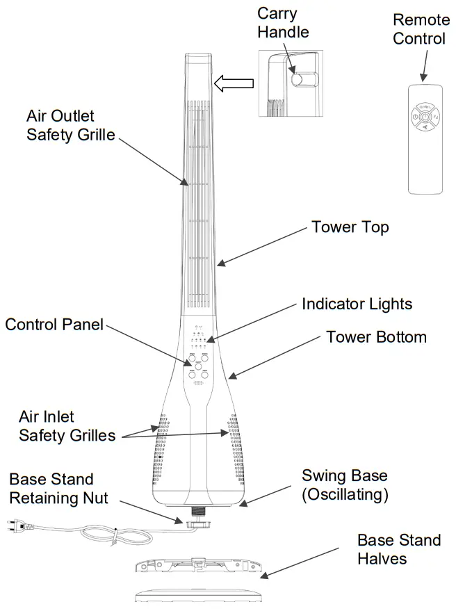 anko HEG LF 03 110cm Tower Fan - Figure 1