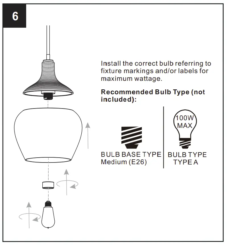 Install Glass Shade and Bulb