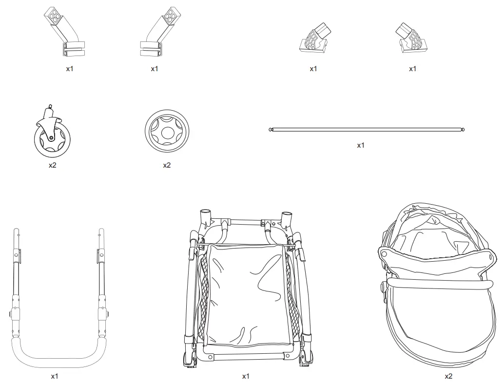 DELUX Double Pram Stroller - Part List