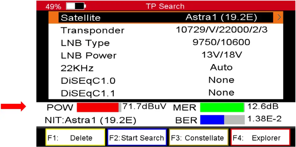 TRIAX UPM 1400 - Satellite menu 23