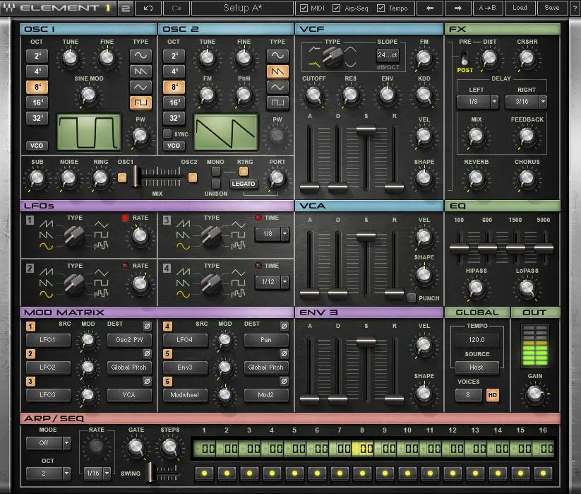 WAVES Element 2 0 Subtractive Polyphonic Virtual Analog Synthesizer - ELEMENT 1