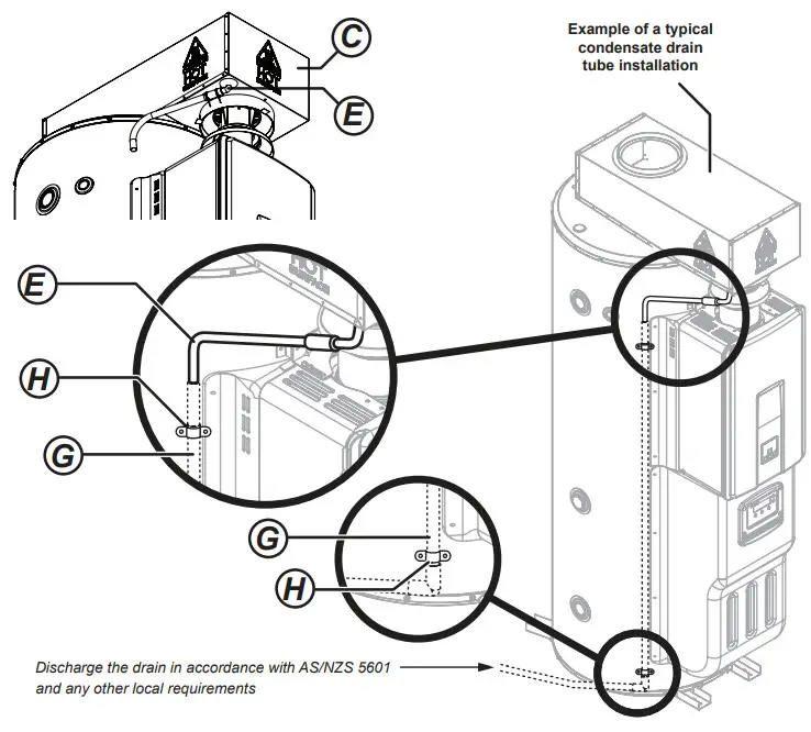 Rinnai Commercial and Common Flue System DD1 Flue Adapter-CONDENSATE DRAIN ASSEMBLY