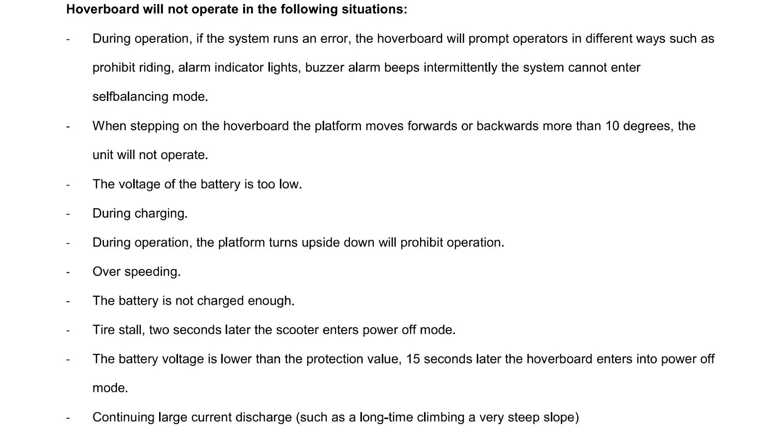 Denver HBO-6620 Hoverboard - Always react on alarms