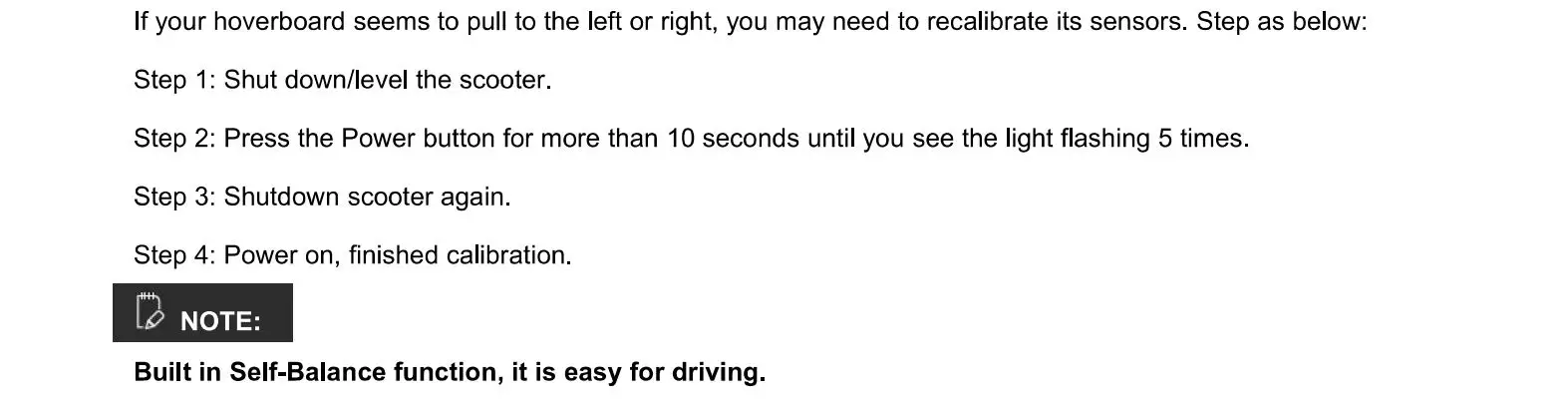 Denver HBO-6620 Hoverboard - Calibration