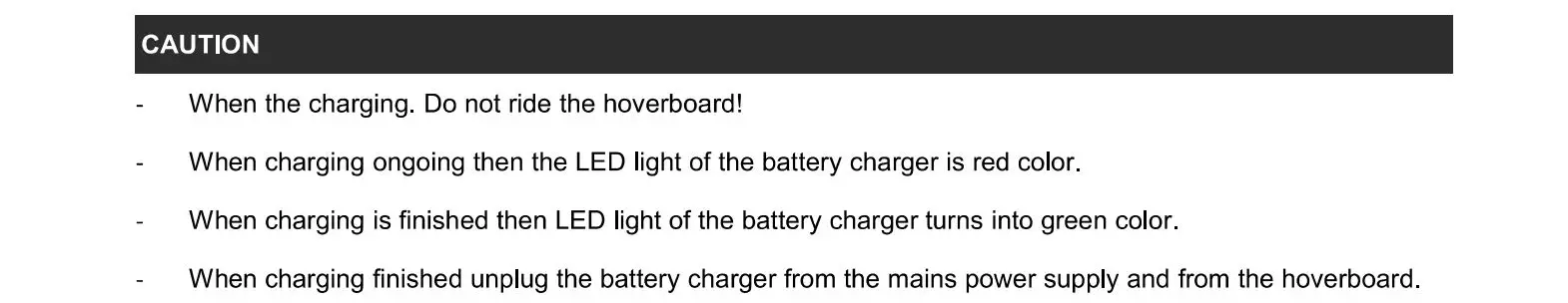 Denver HBO-6620 Hoverboard - Caution