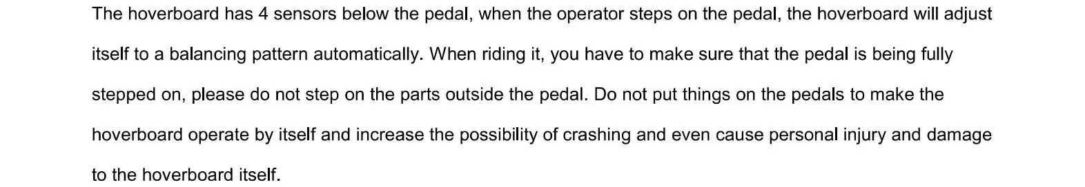 Denver HBO-6620 Hoverboard - Chapter 3 pedal sensor and lndicator operation