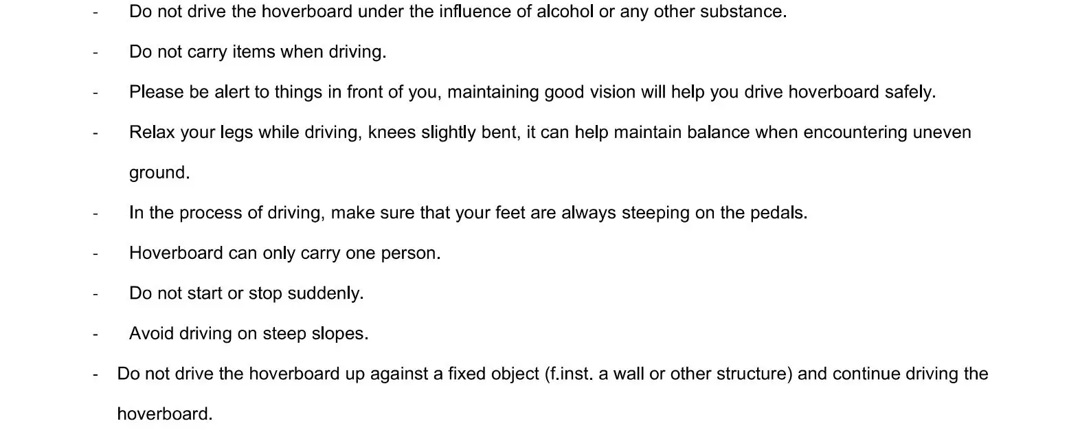 Denver HBO-6620 Hoverboard - Chapter 5 Safe Driving