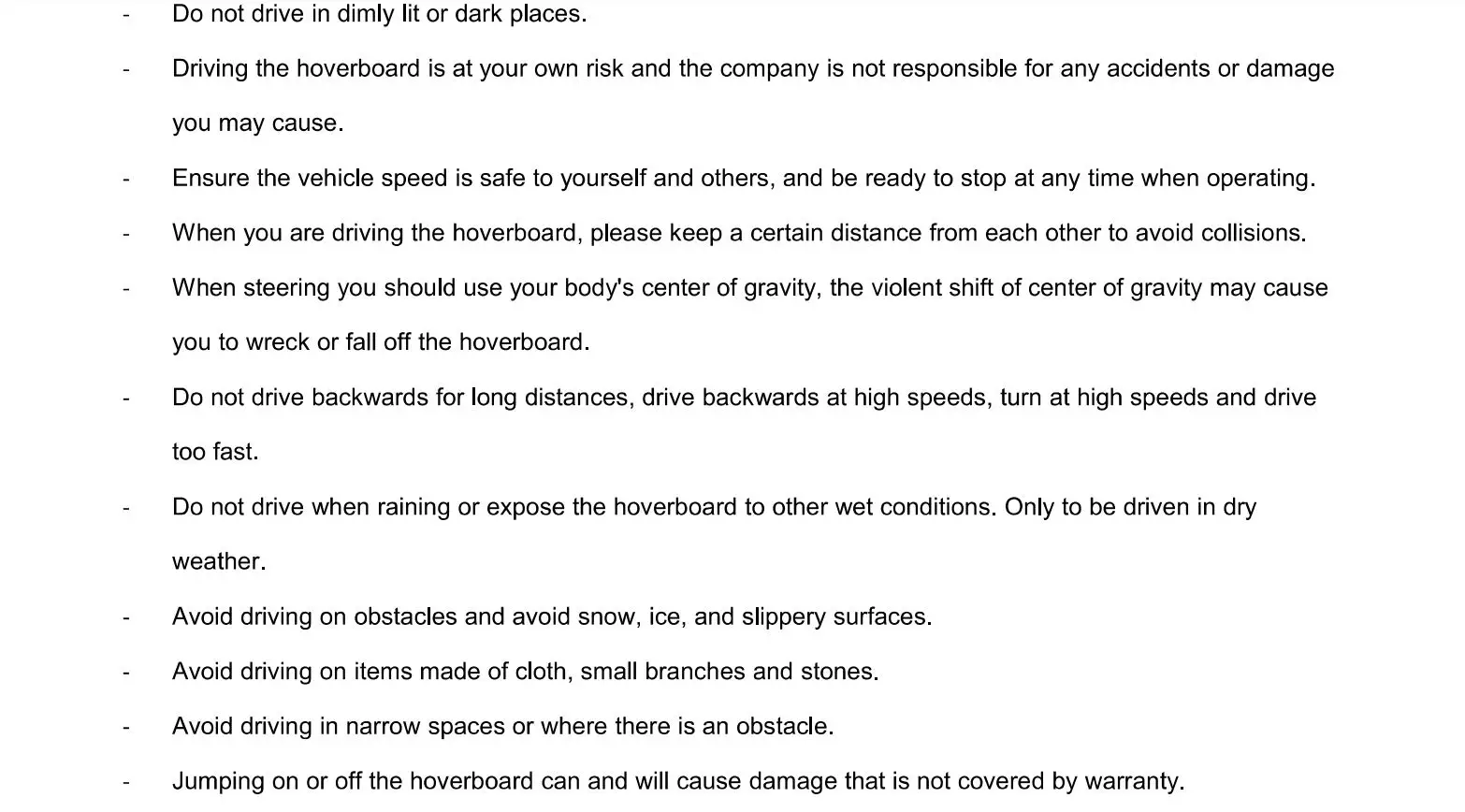 Denver HBO-6620 Hoverboard - Chapter 5 Safe Driving