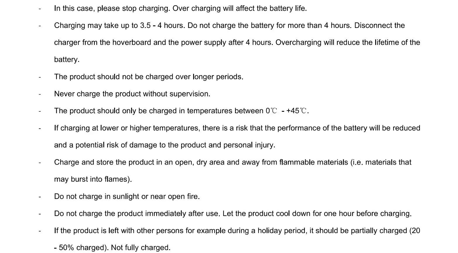 Denver HBO-6620 Hoverboard - Charging steps 1