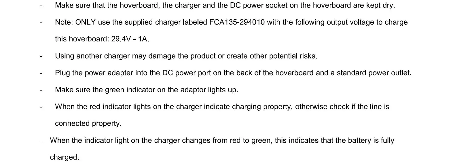 Denver HBO-6620 Hoverboard - Charging steps