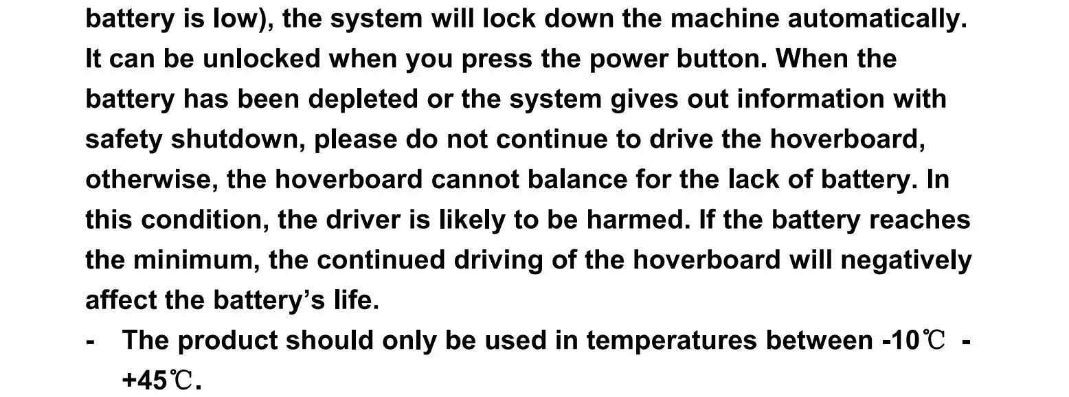 Denver HBO-6620 Hoverboard - warning
