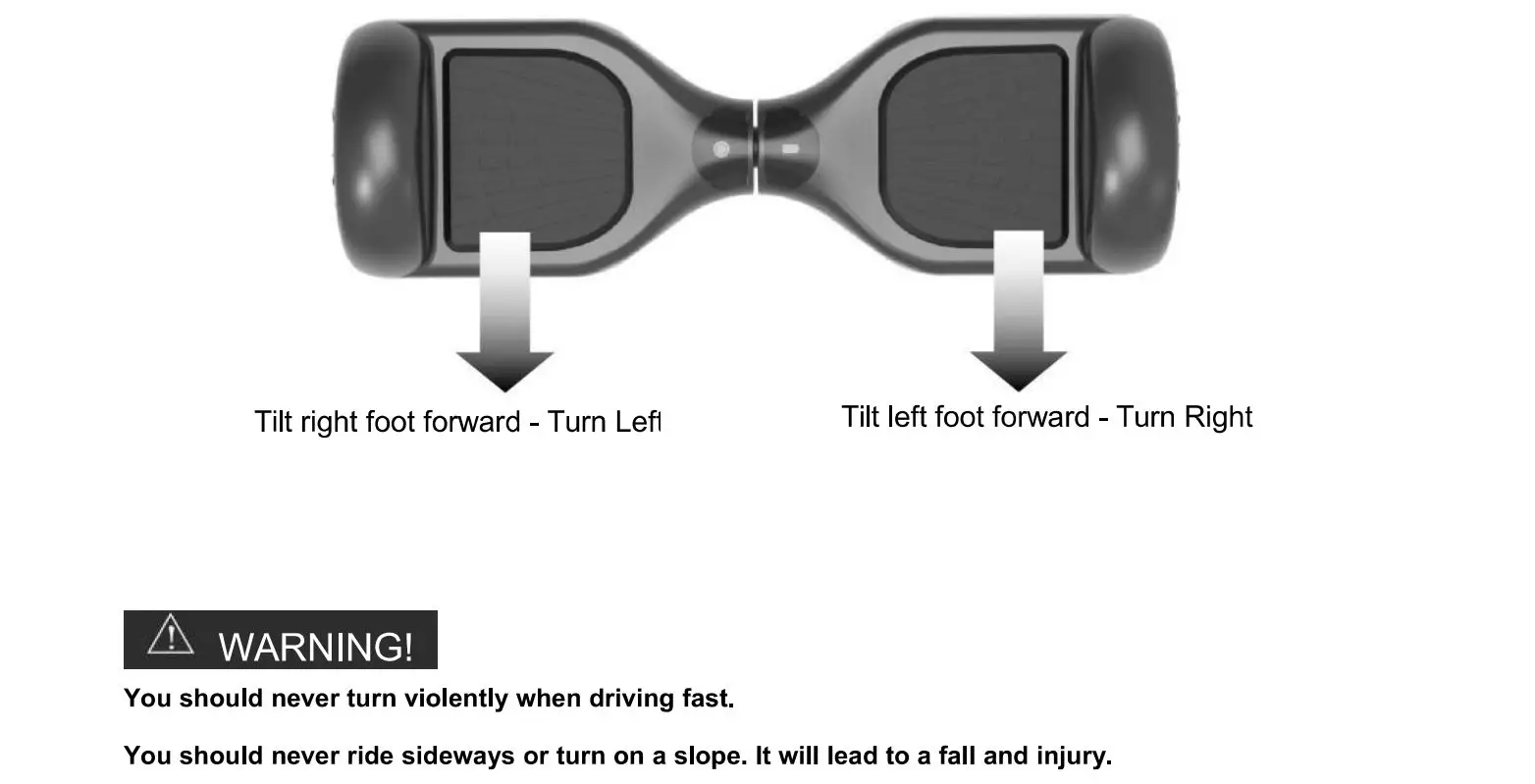 Denver HBO-6620 Hoverboard - warning text