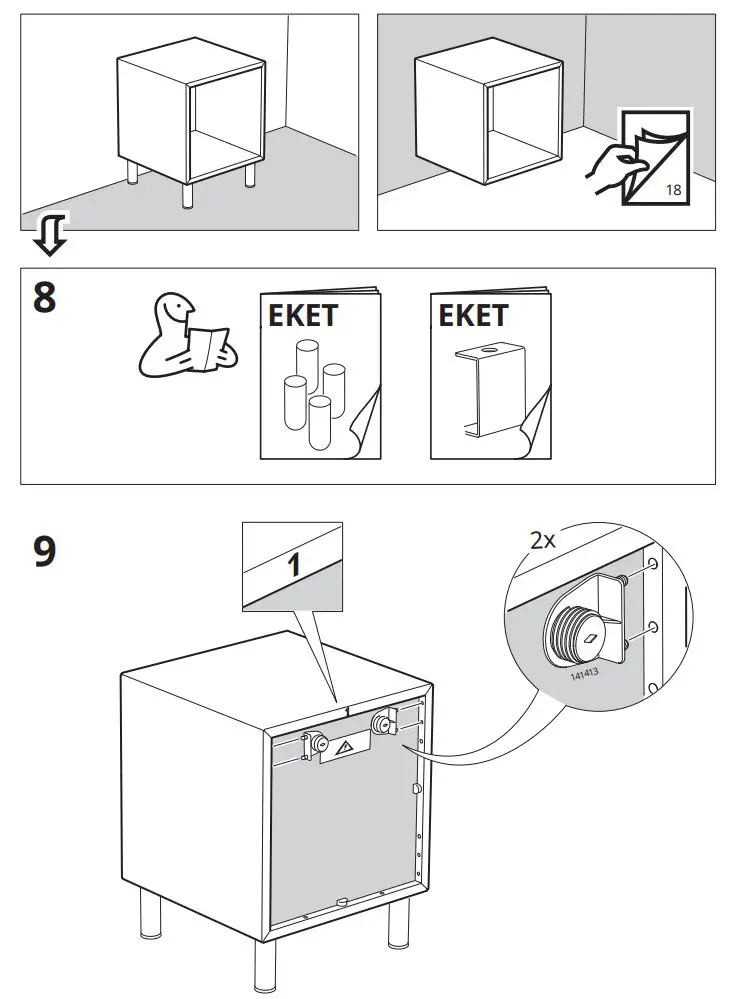 IKEA 103.321.22 EKET Cabinet Instruction Manual - Assembly 8,9