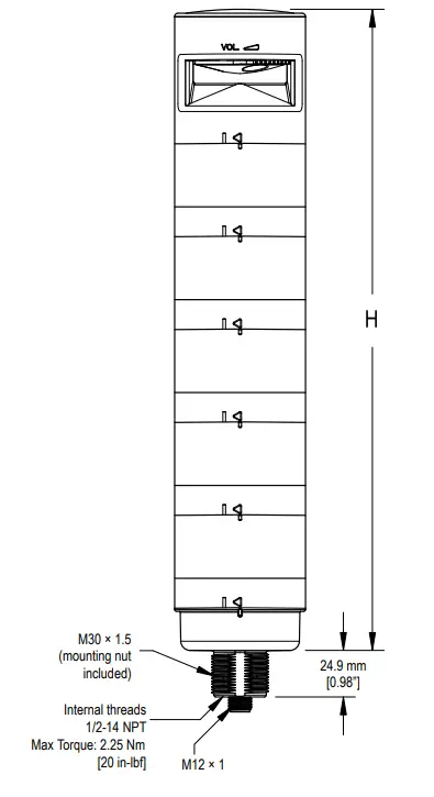 BANNER TL70 Modular Tower Light - Dimensions