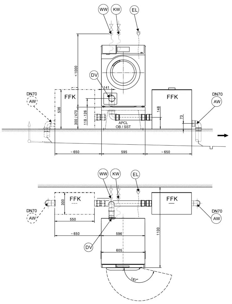 Miele PWM 506 DV Mopstar 60 Washing Machine - Installation with FFK 01
