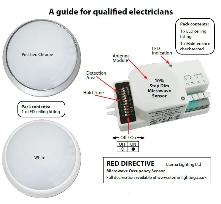 Eterna- SDCSLWHEM3 -Colour -Selectable Emergency- LED -Wall-Ceiling Light- FIG -2