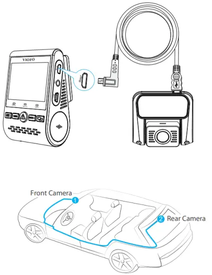 VIOFO A129 Duo Full HD 1080P Front and Rear Camera - Connecting with Rear Camera