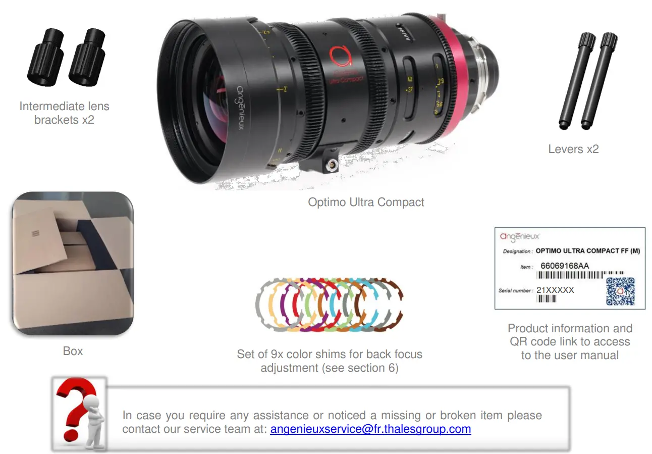 angenieux 37-102FF Optimo Ultra Compact 37-102mm Zoom Lens User Manual - What’s in the box