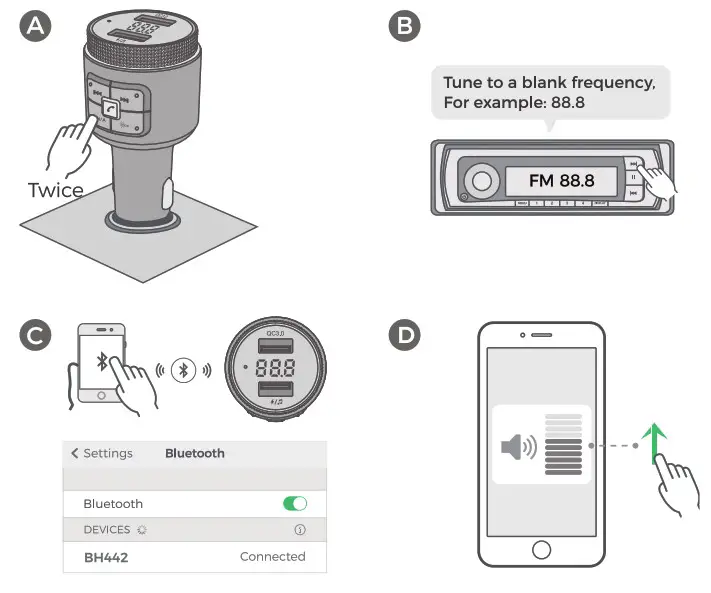 OCTESO 2022 Bluetooth FM Transmitter for Car - Intelligent Auto Tuning