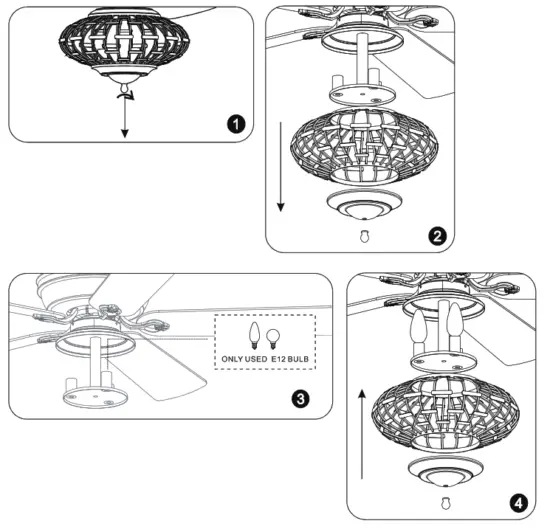 COSTWAY ES10055US 52 Inch Ceiling Fan Lamp - bottom