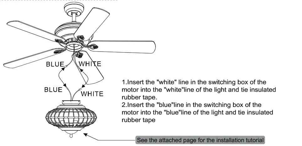 COSTWAY ES10055US 52 Inch Ceiling Fan Lamp - lamp