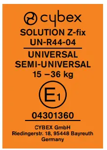 cybex UN R44 04 15 36 kg Solution Z Fix Child Seat - fig2