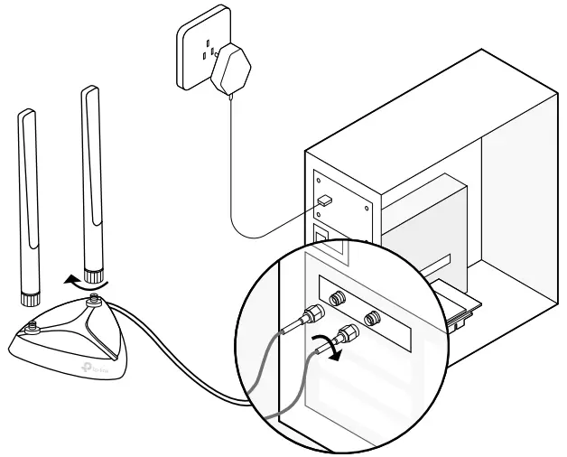 tp-link AXE5400 Wi Fi 6E Bluetooth 5 2 PCIe Adapter Archer - antenna base
