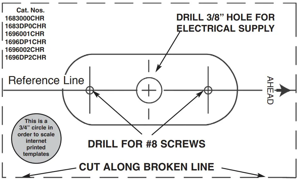 SEAVIEW LTBP 1697 LED Light 7 ft of Wire - MOUNTING TEMPLATE