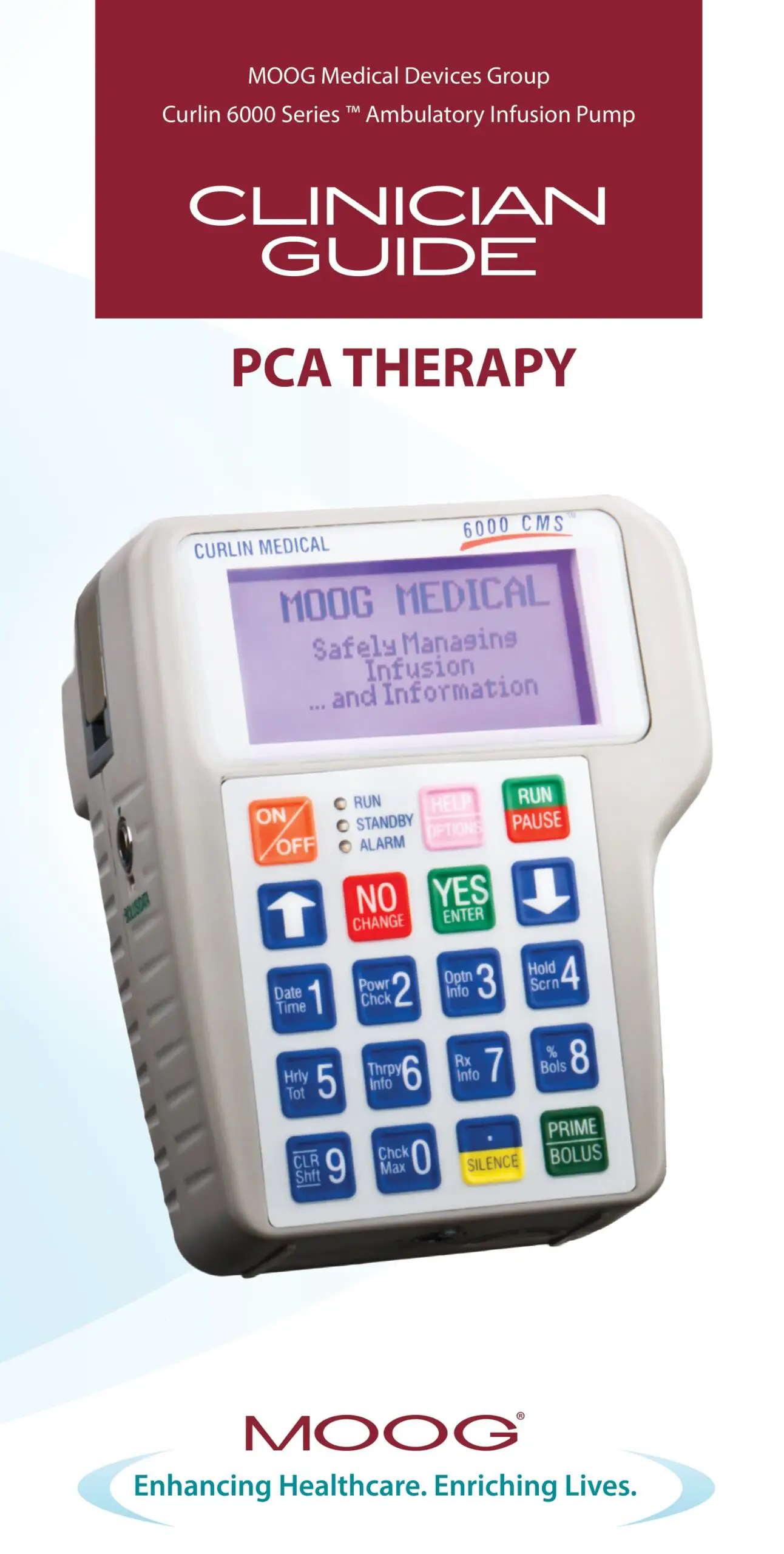 MOOG Curlin 6000 PCA THERAPY Ambulatory Infusion Pump Instruction Manual