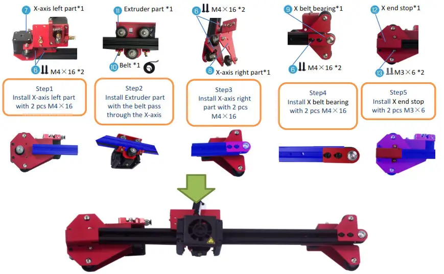 Pyramind 3D Printer - Part 2 Install the X Parts