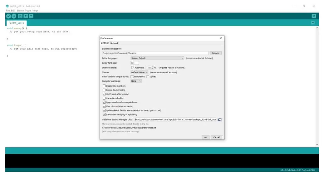 5GHUB BG95-M3 USB Dongle - Arduino IDE 2