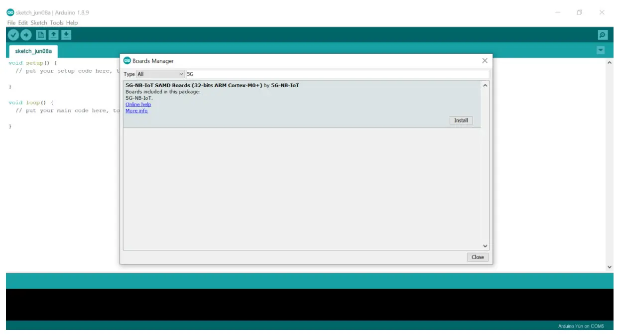 5GHUB BG95-M3 USB Dongle - Arduino IDE 3