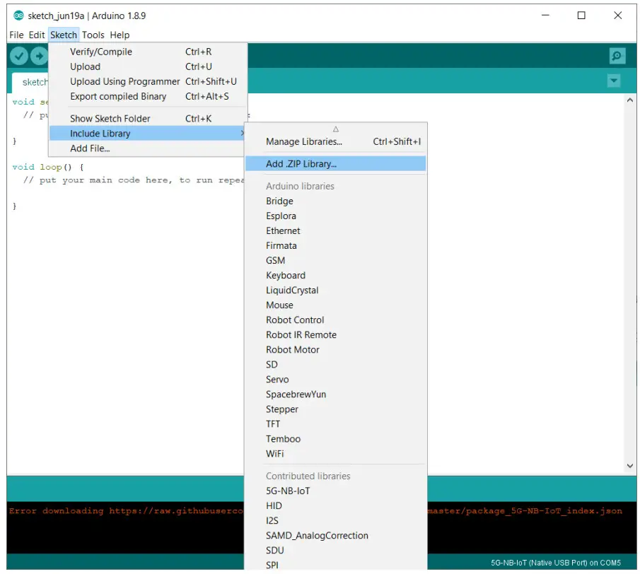 5GHUB BG95-M3 USB Dongle - Arduino IDE 6