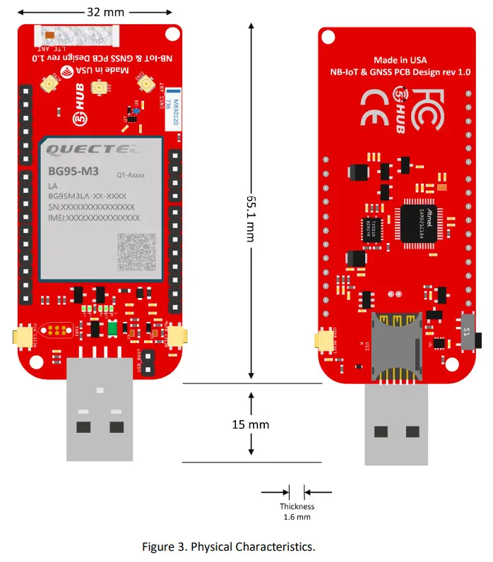 5GHUB BG95-M3 USB Dongle - Physical Characteristics