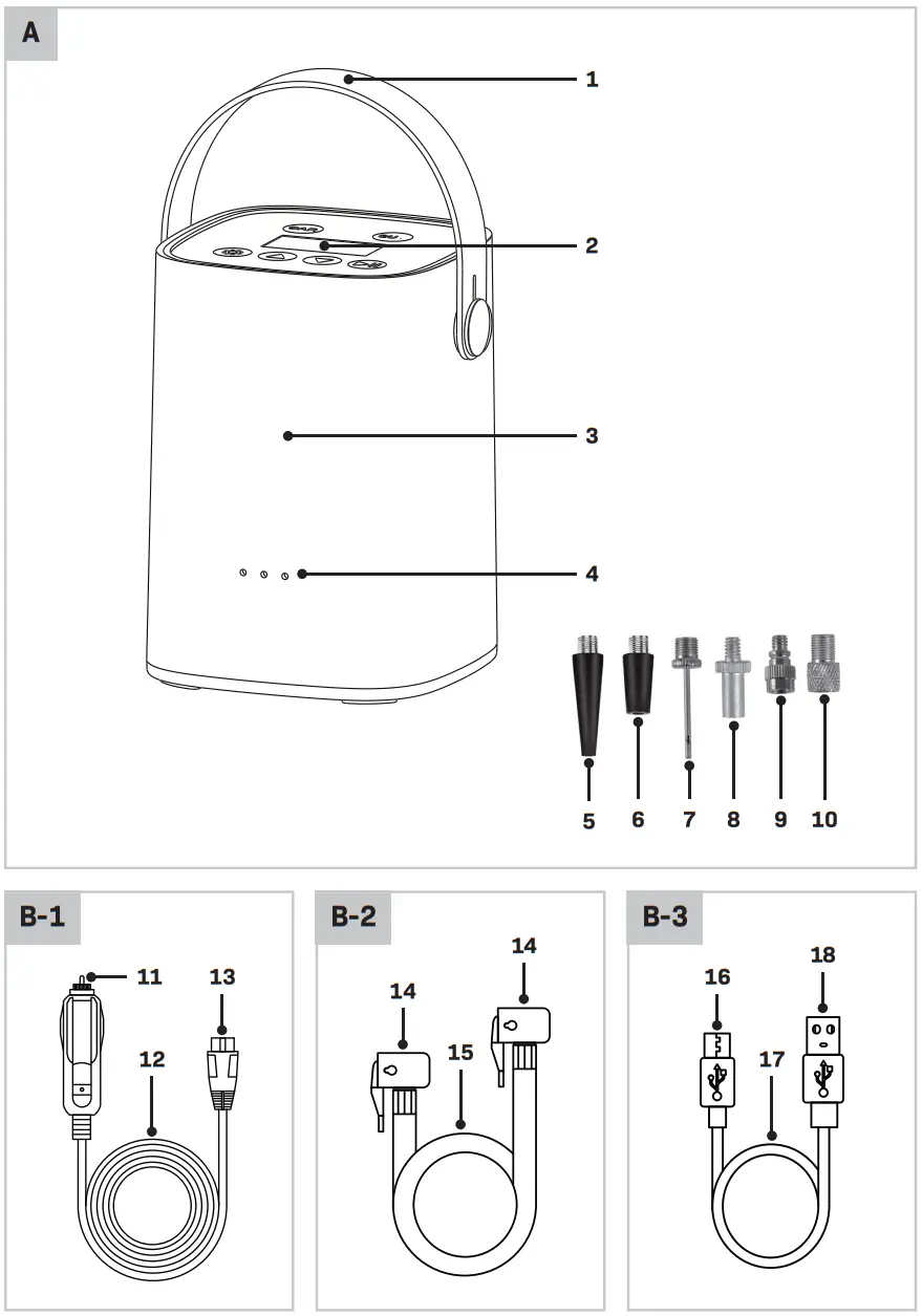 VONROC CR505DC Cordless Mini Compressor 12v - Figure 1