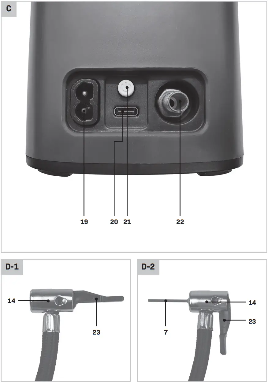 VONROC CR505DC Cordless Mini Compressor 12v - Figure 2