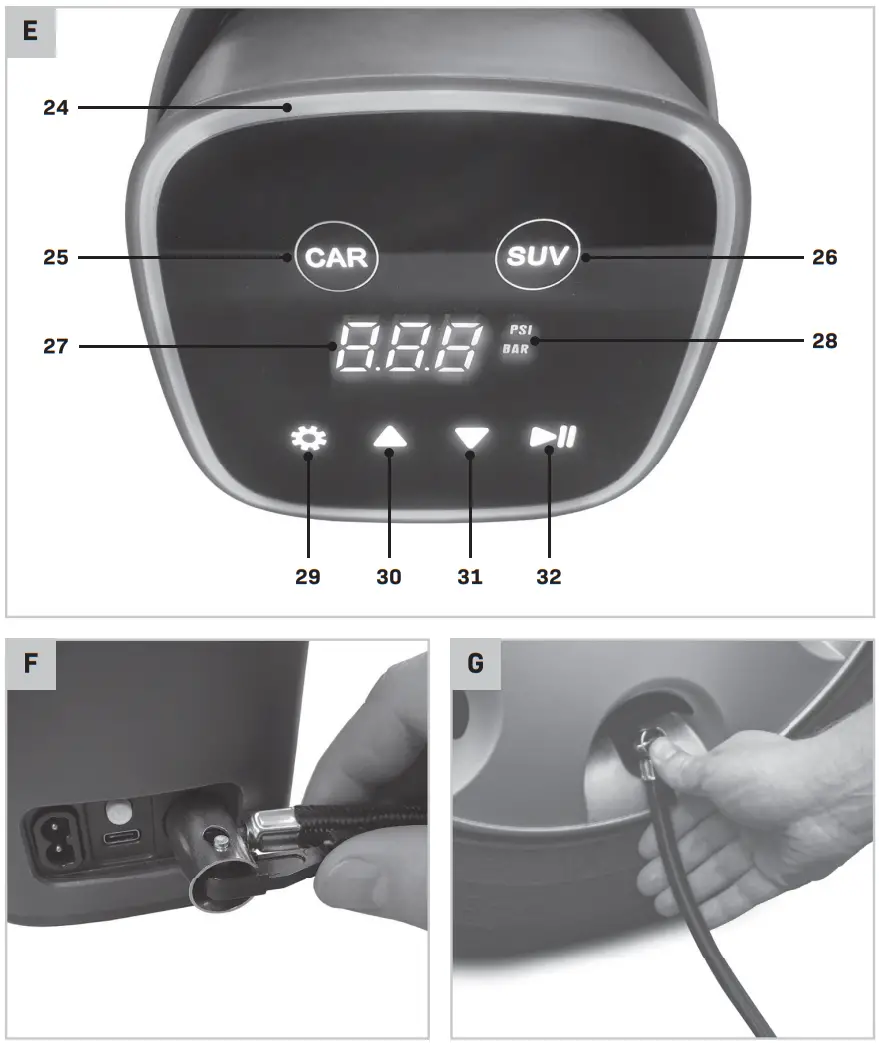 VONROC CR505DC Cordless Mini Compressor 12v - Figure 3