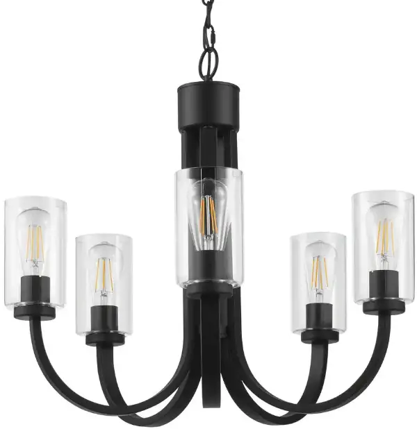 HAMPTON BAY EHD82620-1-5-MB Kendall Manor 5-Light Matte Black Dining Room Chandelier