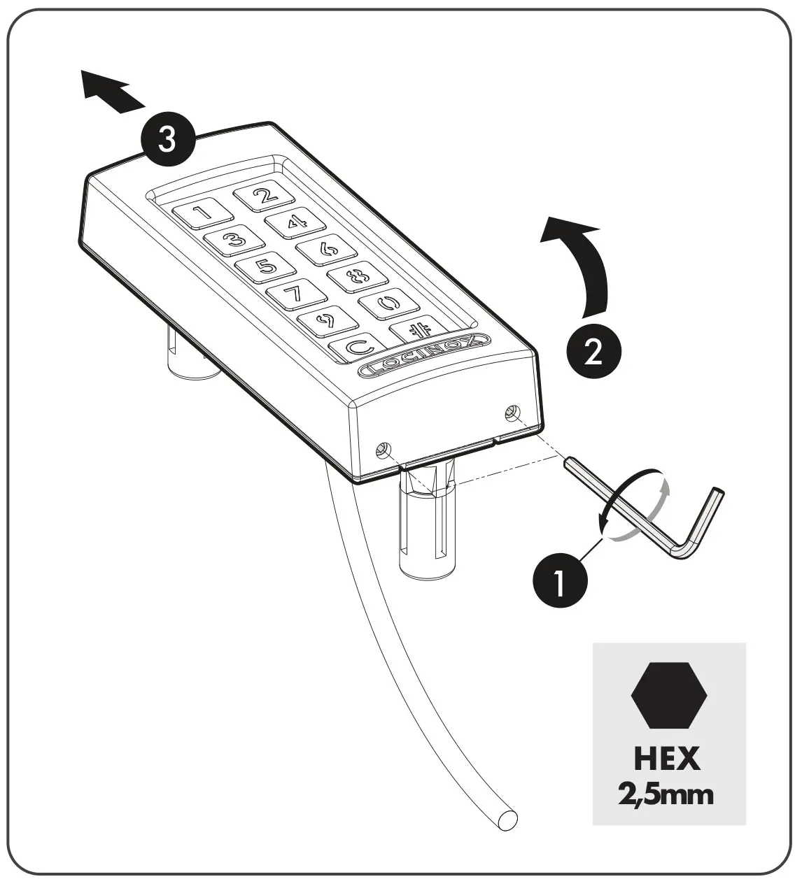 LOCINOX SlimStone-2 keypad - Remove the cover of the SlimStone-2.