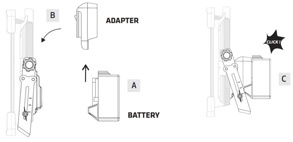 INSERTING BATTERY + ADAPTER