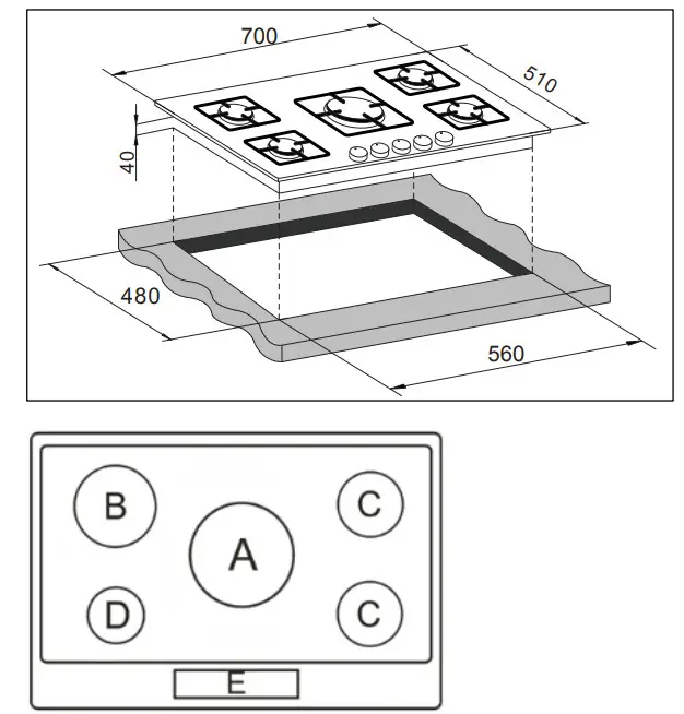 COOKOLOGY GGH700BK Built In Gas Hob