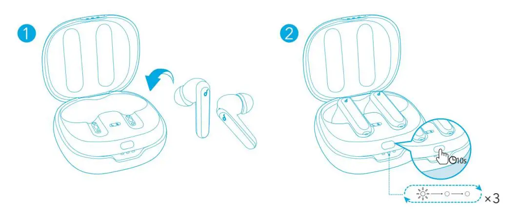 Soundcore A3908H21 Life Note 3 Wireless Earphones - Reset