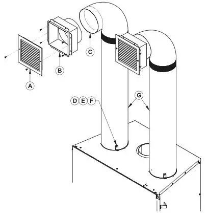Ventis HE275CF Wood Fireplace VB00017 - APPENDIx 2-OPTIONAL TRADITIONAL GRAVITY HOT AIR DISTRIBUTION KIT INSTALLATION