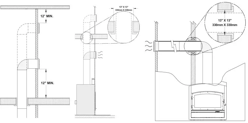 Ventis HE275CF Wood Fireplace VB00017 - Clearances