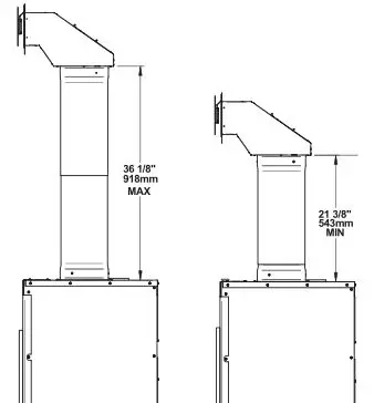 Ventis HE275CF Wood Fireplace VB00017 - Dimensions of telescoping section