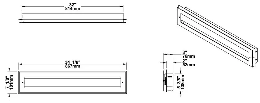 Ventis HE275CF Wood Fireplace VB00017 - Dimensions of the decorative plate