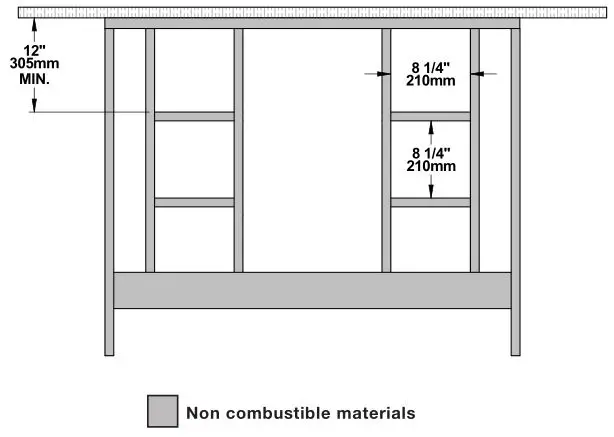Ventis HE275CF Wood Fireplace VB00017 - Framing of the traditional style gravity air distribution system