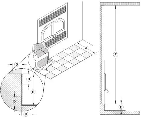 Ventis HE275CF Wood Fireplace VB00017 - Option #3 - Raised Base Installation of More Than 4 inch